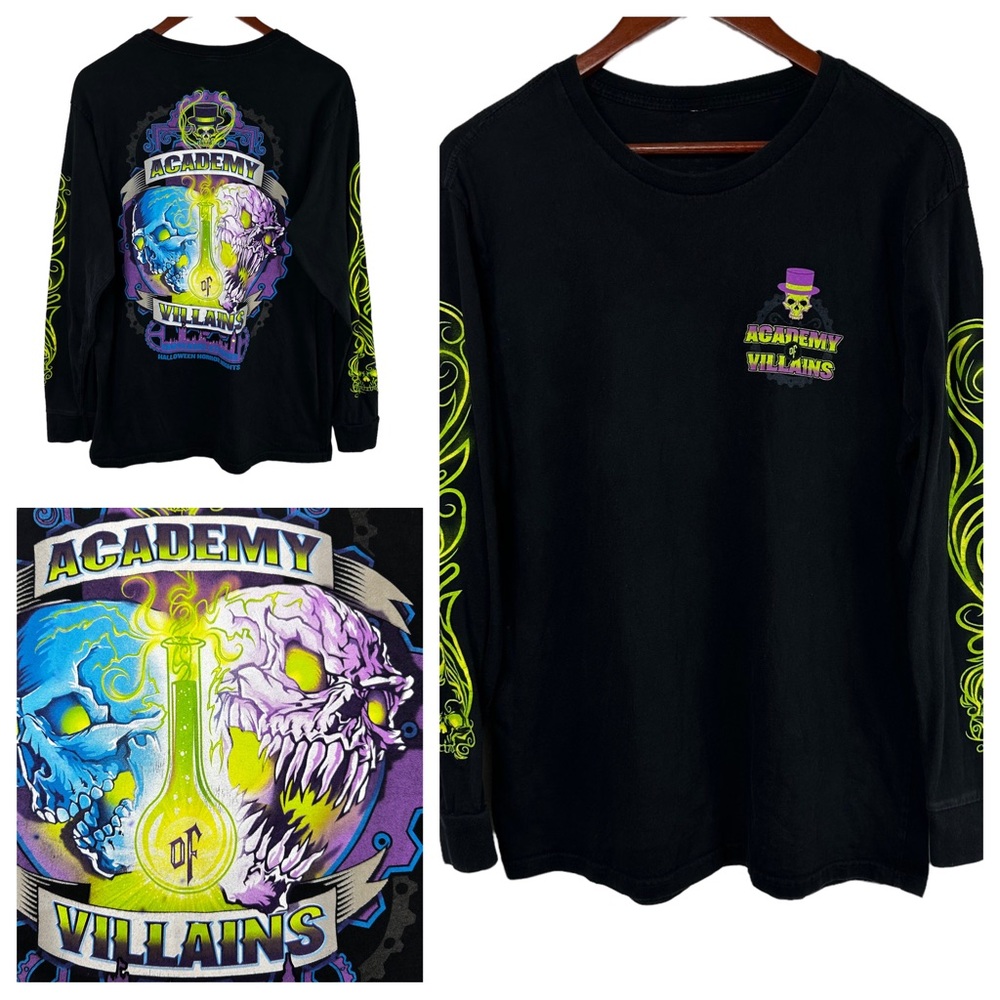 Academy Of Villains Halloween Horror Nights Long Sleeve Graphic T-Shirt Medium